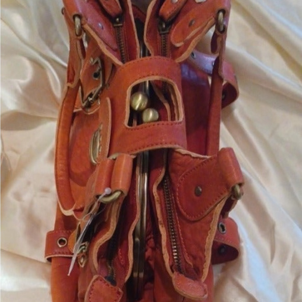 Cynthia Rowley RARE HTF Triple Compartment Leather Framed Satchel in Spice NWT!! - Picture 6 of 11